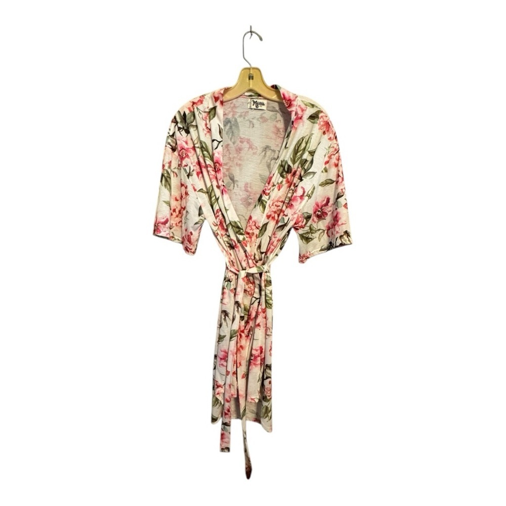 Show Me Your MuMu Floral Print Kimono Robe - Pink and White